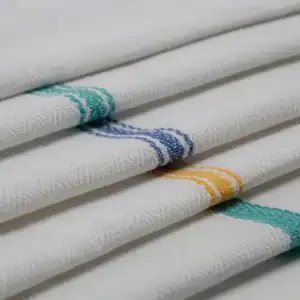 Herringbone Kitchen Towel - 100% Cotton - 14" x 25", white-blue