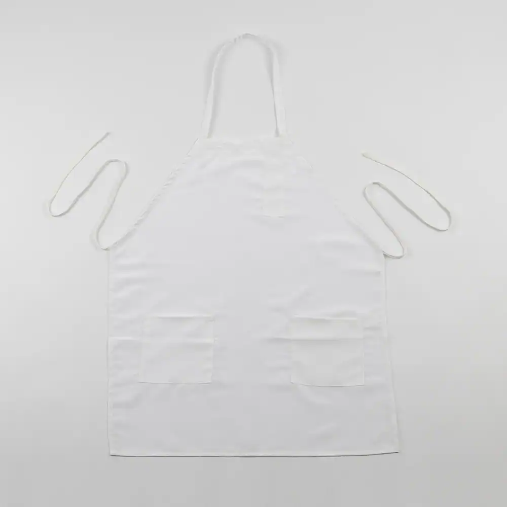Essentials™ - 3-Pocket Bib Apron - 100% Polyester - 31" x 26", white