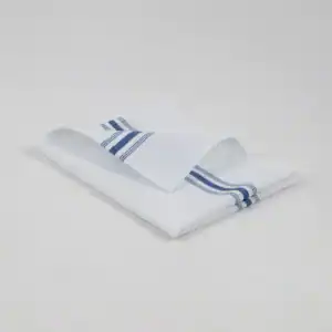 Prisma™ - Bistro Stripe Napkin - 100% Spun Polyester - 18" x 22", white-royal-blue